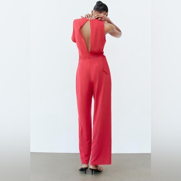 ZARA ASYMMETRIC CREPE BUCKLE JUMPSUIT - Picture 7 of 12